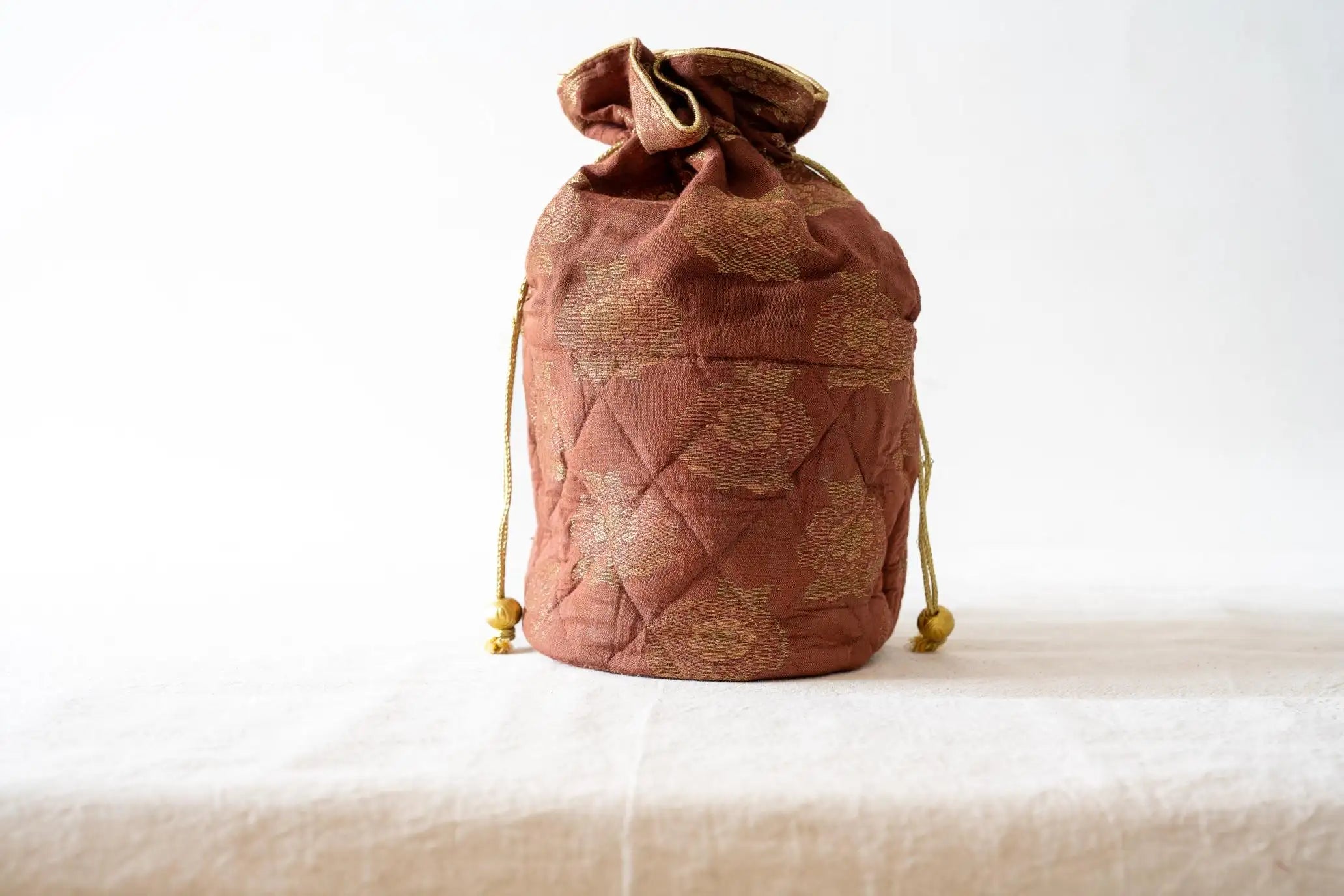 Indian Raga - Potli - Round Base Brown Silk