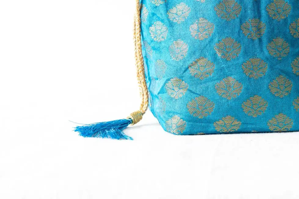 Indian Raga - Potli - Round Base Sky Blue Silk