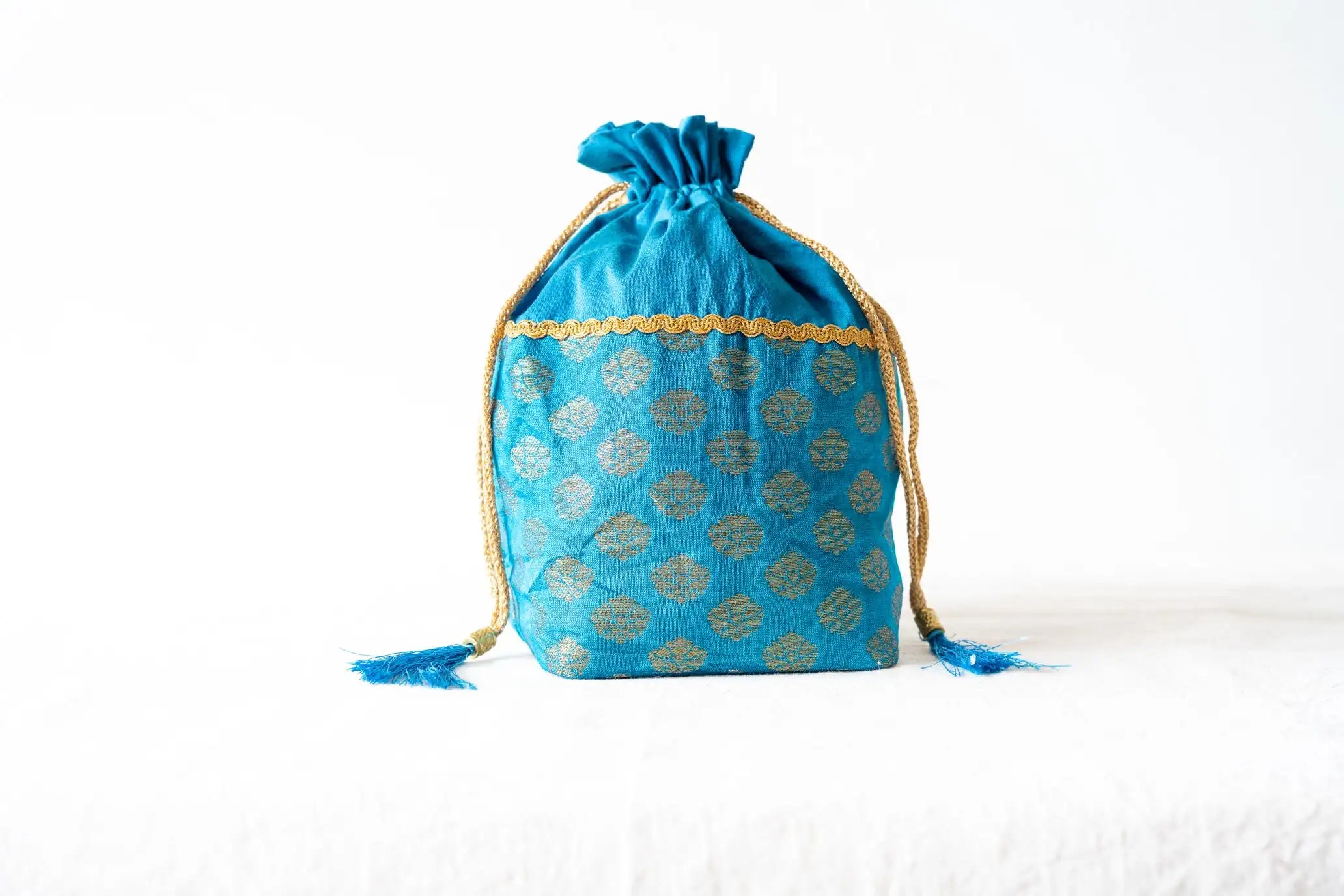 Indian Raga - Potli - Round Base Sky Blue Silk