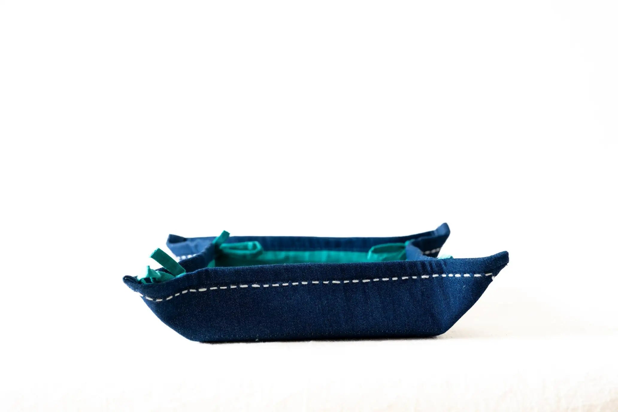 Bhumija- Fabric Tray- Denim & Teal Cotton