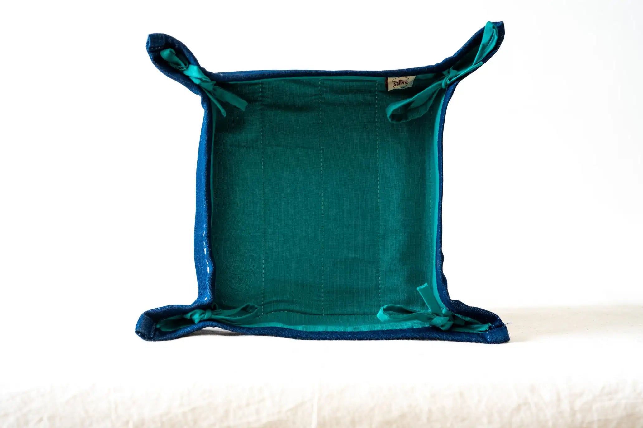 Bhumija- Fabric Tray- Denim & Teal Cotton