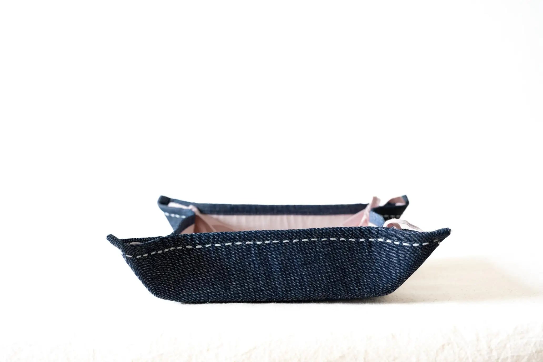Bhumija- Fabric Tray- Denim & Pink Cotton